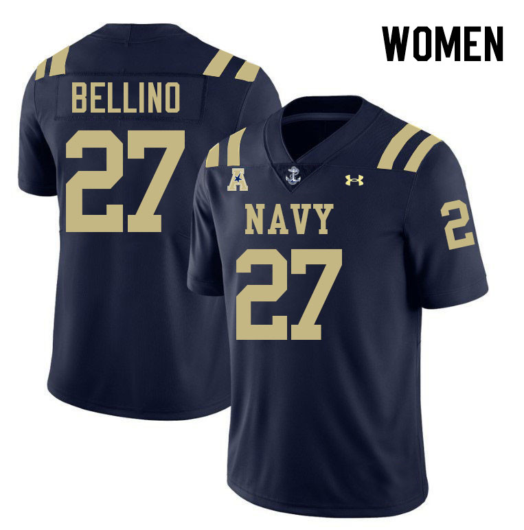 Women Navy Midshipmen #27 Joe Bellino College Football Jerseys Stitched-Navy